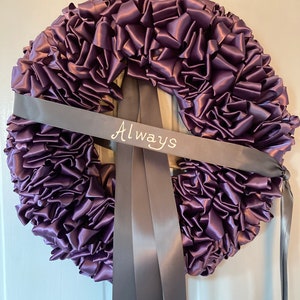 Wreath Half Mourning Wreath Lavender & Gray Ribbon Half Mourning 18 inch Sympathy In Remembrance In Memorium Love Always