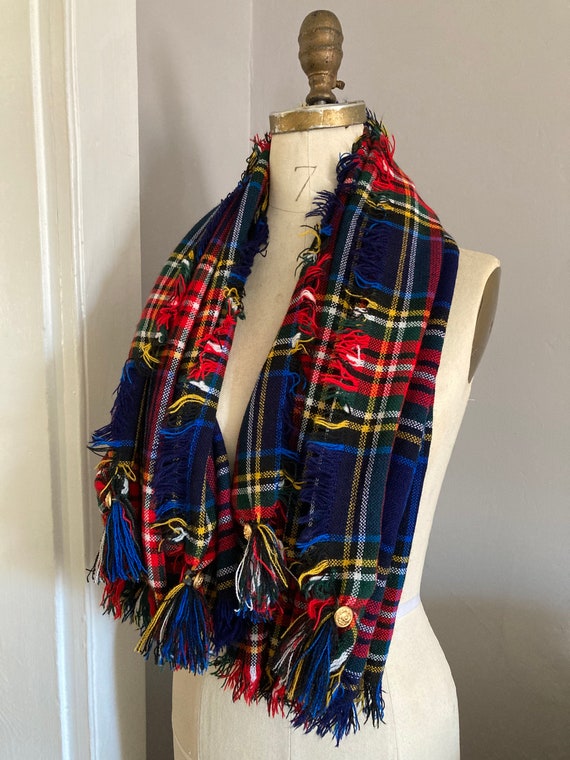 Red white and 2024 blue plaid scarf