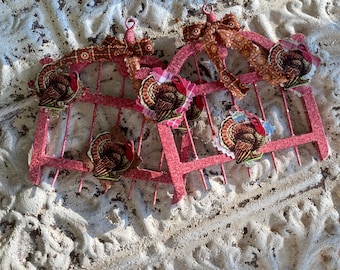Decoração de parede artesanal para o Dia de Ação de Graças, recortes vintage de peru, 14 cm x 13 cm