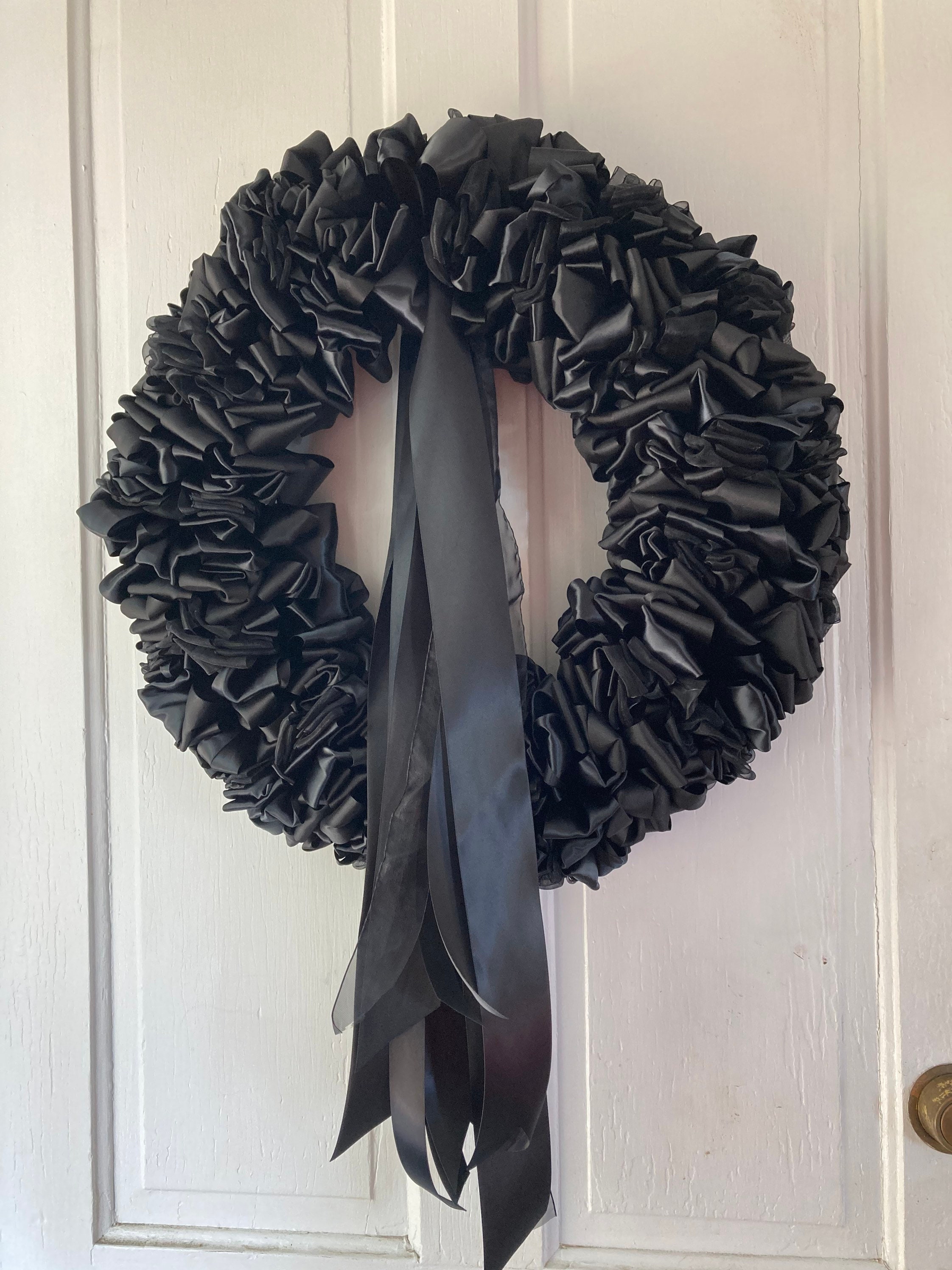 Wreath Mourning 20” Wreath Black Ribbon Wreath Victorian Tradition
