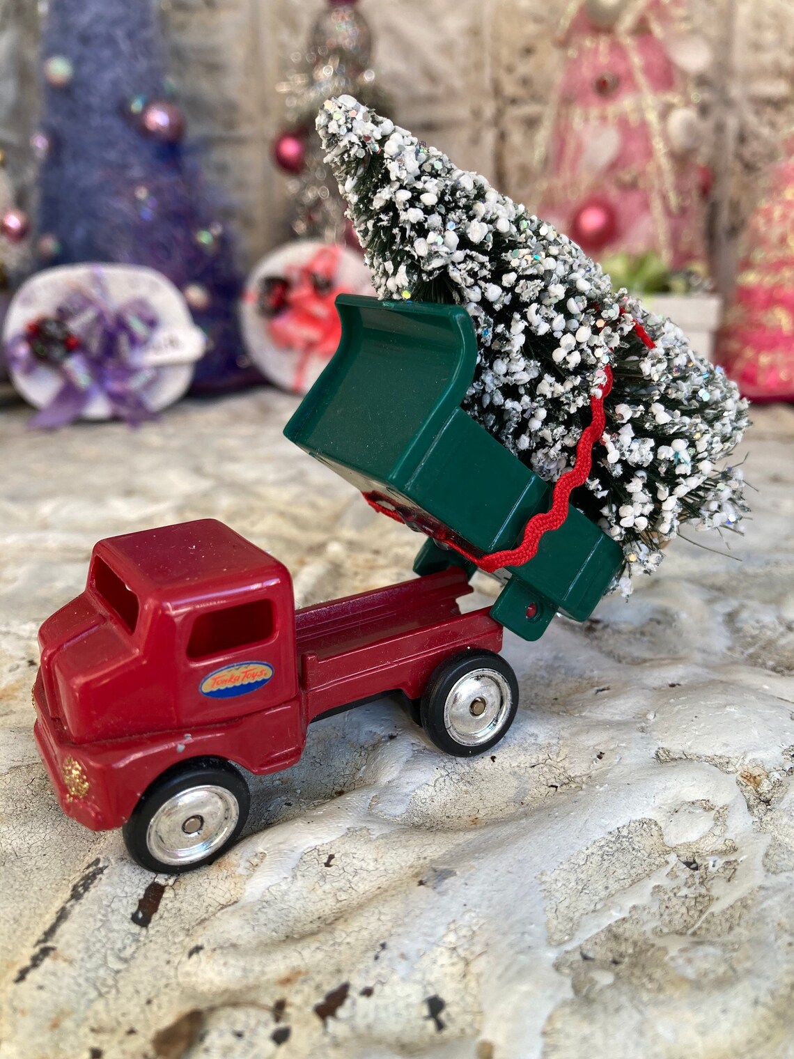 Toy Truck Christmas Tree Dump Truck Red Green Tonka Toys Etsy