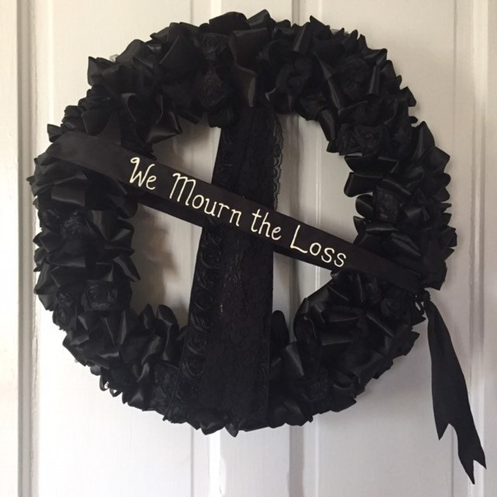Wreath Pair Mourning Wreath Black Ribbon 18 inch Sympathy In Etsy