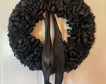 Corona de luto con lazo negro de 16 pulgadas, pequeña, condolencias, en memoria, amor, siempre, dolor, pérdida, departamento de policía, departamento de bomberos, The Elks