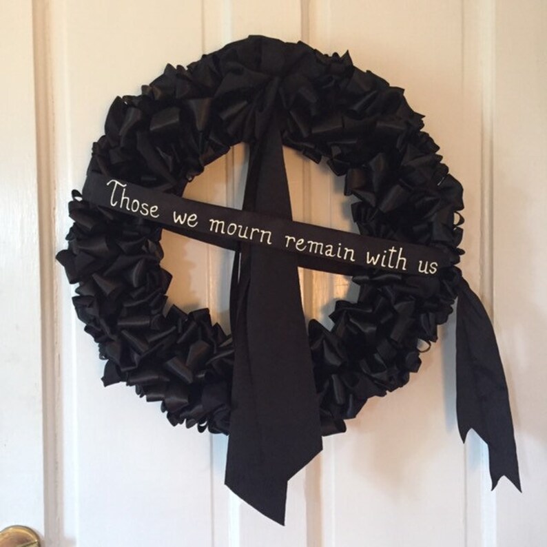 Wreath Pair Mourning Wreath Black Ribbon 18 Inch Sympathy in Etsy
