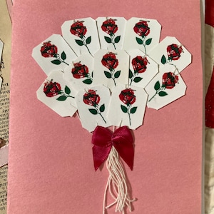 Biglietto d'auguri Rose Tè alla rosa rossa Una dozzina di rose San Valentino Anniversario Guarisci Pensando a te Carta da costruzione rosa fatta a mano