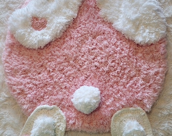 Crochet Bunny Rug/Bunny Rug/Animal Rug/Bedroom Rugs/Bunny Accessories/Children's Rugs/Child's Bedroom Rugs/Floor Rugs/Baby Rugs