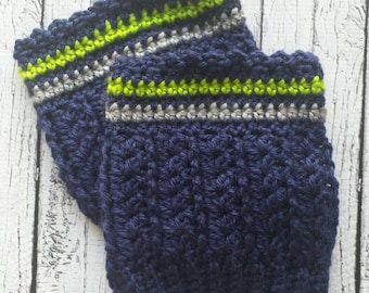 Go Seahawks! Navy-Grey-Green Boot Warmers-Leggings-Boot Toppers-Womens Boot Warmers-Womens Boot Toppers-Womens Leggings