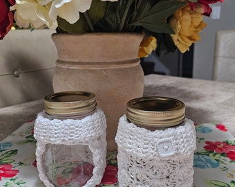 Seashell Jar Sweater/Jar Cozy/Mason Jar Sweater/Sour Dough Starter Jar Sweater/Crochet Jar Sweater/Sour Dough Starter Jar/Jar Accessories