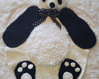 Crochet Panda Bear Rug/Panda Bear Rug/Animal Rug/Bedroom Rugs/Panda Bear/Children's Rugs/Child's Bedroom Rugs/Floor Rugs/Baby Rugs