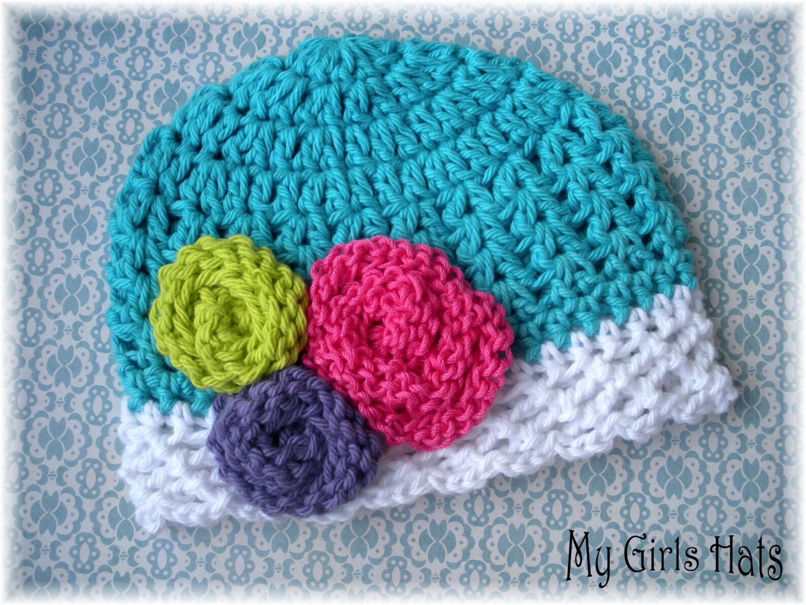 Jelly Beancrochet Stripe Hataquawhitepinkpurplegreen W/ Etsy