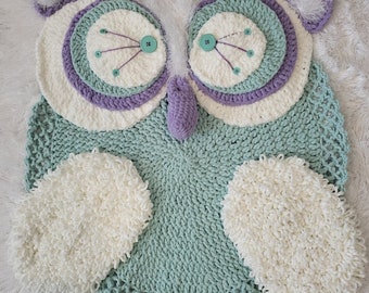 Owl #1 - Crochet Owl Rug/Owl Rug/Animal Rug/Bedroom Rugs/Owl Accessories/Children's Rugs/Child's Bedroom Rugs/Floor Rugs/Baby Rugs