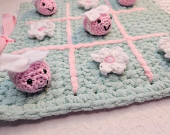 Pink Bees & Flowers  Tic Tac Toe Board