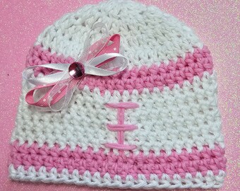 White Pink Football hats/Football hats/Toddler football hats/Baby hats/Childrens hats/Girl football hats/Crochet hats/Football accessories