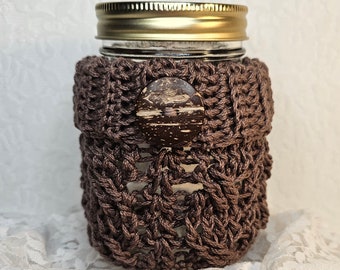 Cable Jar Sweater/Jar Cozy/Mason Jar Sweater/Glass Jar Sweater/Crochet Jar Sweater/Crochet Jar Cozy/ Crochet Jar Accessories/ Jar sweater