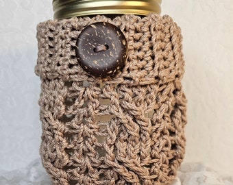 Twisted Jar Sweater/Jar Cozy/Mason Jar Sweater/Glass Jar Sweater/Crochet Jar Sweater/Sour Dough Starter/ Jar Accessories/ Jar sweater