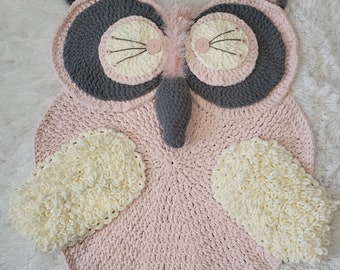 Owl #2 - Crochet Owl Rug/Owl Rug/Animal Rug/Bedroom Rugs/Owl Accessories/Children's Rugs/Child's Bedroom Rugs/Floor Rugs/Baby Rugs