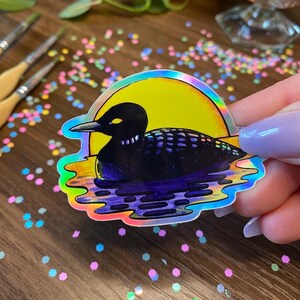 Sunset Loon Holographic Trippy Psychedelic Shiny Waterproof Weather Resistant Sticker