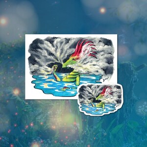 Smoking Dragon Trippy Art Weed Gelenk Magical Fantasy Postkarte Druck und Aufkleber Wasser Wetter Fest Angebot Specialty Pack