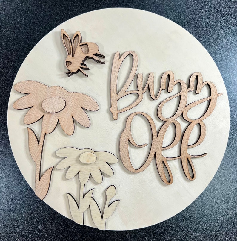 U-PAINT • Buzz off • Ready to Finish DIY Wood Round Sign - Etsy