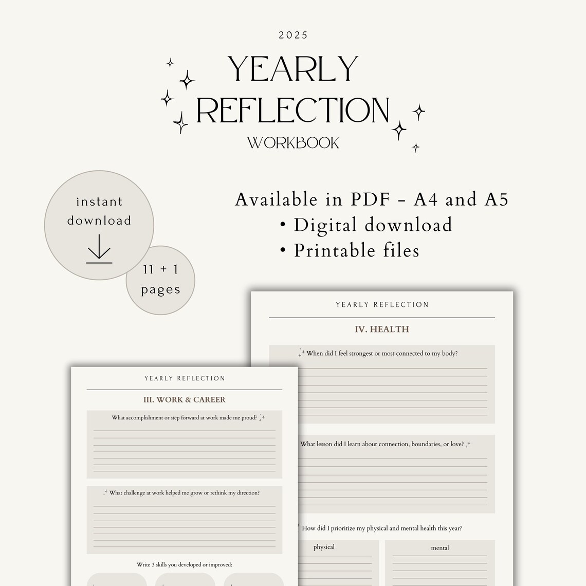 2025 Yearly Reflection, Review Workbook (PDF), End of the Year Review Journal - Etsy