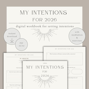 My Intentions For 2026, Guided Journal, New Year Resolutions, Printable Digital Workbook, Yearly Intentions, PDF