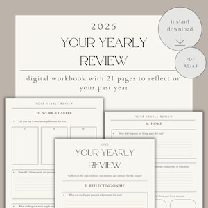 Your Yearly Review 2025, Yearly Reflection Workbook, Printable Digital Journal, End of Year Reflection, Annual Review, Journal Prompts, PDF