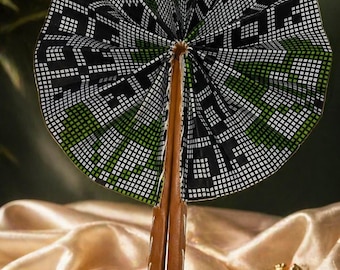 Abanico de mano con estampado africano / Abanico plegable de boda Ankara