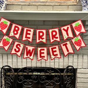 Berry Sweet Strawberry Birthday Banner.