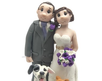 Custom cake topper, Pet Lovers wedding cake topper, Bride and Groom cake topper, Mr and Mrs cake topper, DEPOSIT ONLY