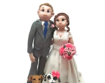 Custom wedding cake topper, Dog lovers wedding cake topper cake topper, Mr and Mrs cake topper, personalized cake topper DEPOSIT ONLY