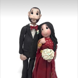 Indian bride with groom personalized wedding cake topper DEPOSIT ONLY