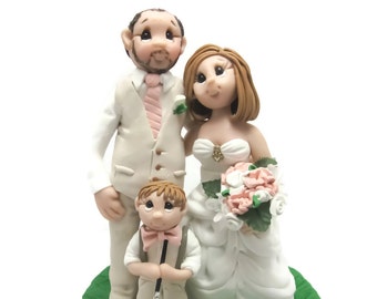 Custom cake topper, Family wedding cake topper, Bride and Groom with Child cake topper, Mr and Mrs cake topper, DEPOSIT ONLY