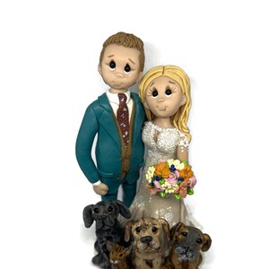 Custom cake topper, Animal Lovers wedding cake topper, Bride and Groom cake topper, Mr and Mrs cake topper, DEPOSIT ONLY