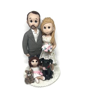 Custom Wedding Cake Topper: Bride, Groom, Pets and Children - DEPOSIT ONLY