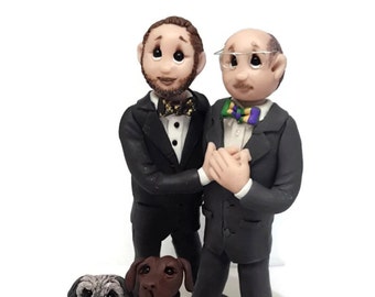 Grooms Wedding Cake Topper, same sex cake topper, 2 grooms cake topper, CUSTOM cake topper, gay cake topper,  DEPOSIT ONLY