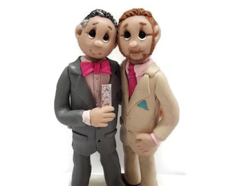 Romantic Same-Sex Wedding Cake Topper – Personalized LGBTQ+ Couple Figurines