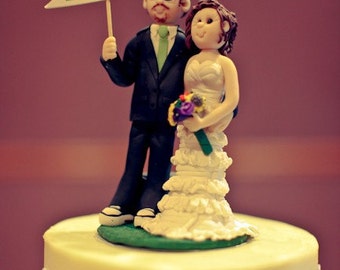 Custom wedding cake topper, Bride and groom with dogs cake topper, personalized cake topper, Mr and Mrs cake topper, DEPOSIT ONLY