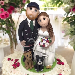 Bride & Groom Custom Made Scottish Wedding Cake Topper - Deposit Only