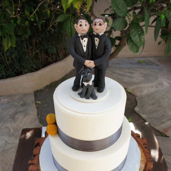 Grooms Wedding Cake Topper, same sex cake topper, 2 grooms cake topper, grooms wedding, gay cake topper, gay man wedding DEPOSIT ONLY