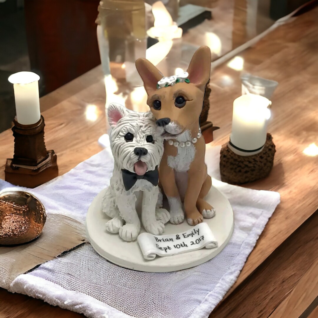 Custom Clay Pet Wedding Cake Topper, Dog Cake Topper - Etsy