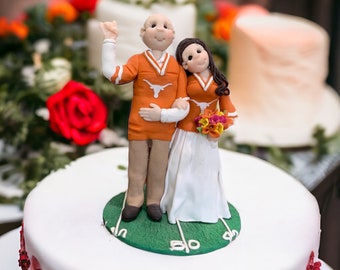Football fans cake topper wedding cake figure custom made keepsake wedding gift