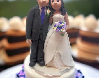 Hispanic Bride and Groom Personalized Handmade Wedding Cake Topper DEPOSIT ONLY