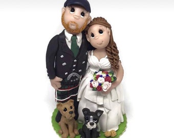 Bride & Groom Custom Made Scottish Wedding Cake Topper - Deposit Only