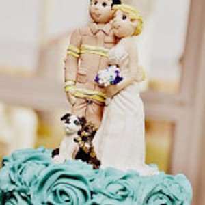Custom wedding cake topper, personalized cake topper, Bride and groom cake topper, Mr and Mrs cake topper, Fireman cake topper DEPOSIT ONLY