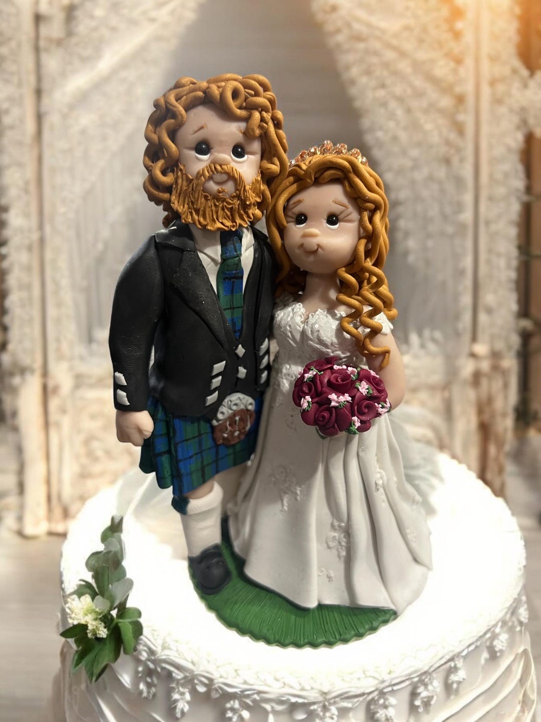 Bride & Groom Custom Made Scottish Wedding Cake Topper - Deposit Only ...