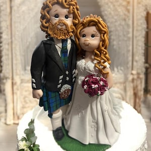 Bride & Groom Custom Made Scottish Wedding Cake Topper - Deposit Only