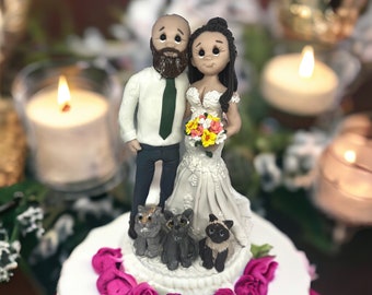 Cat Lovers Cake topper, wedding cake figures, wedding keepsake by Lynn’s Little Creations