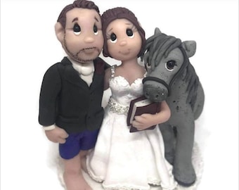 Wedding Cake Topper with Horse,  Bride and groom with horse - DEPOSIT ONLY