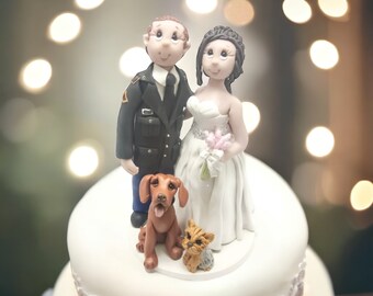Custom wedding cake topper, personalized cake topper, Bride and groom cake topper Military cake topper DEPOSIT ONLY