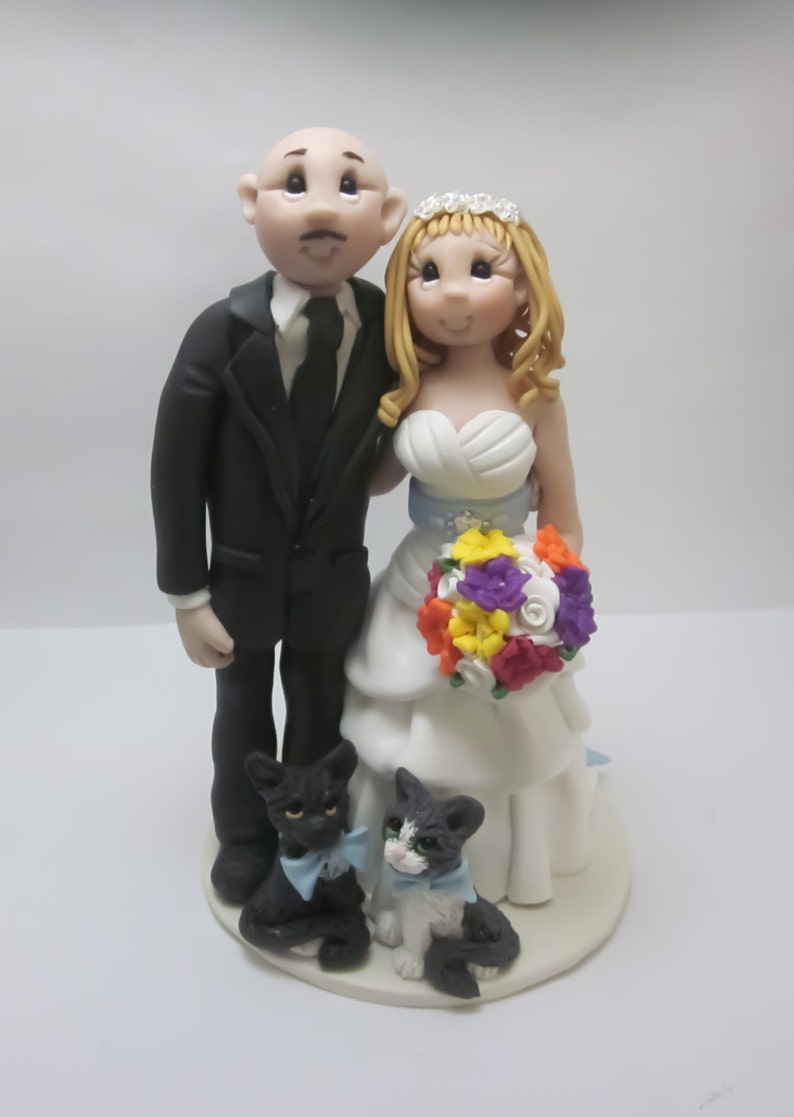 Custom Wedding Cake Topper with Pets DEPOSIT ONLY image 1